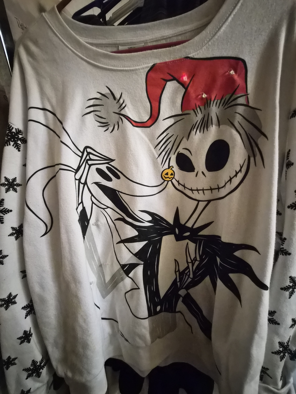 White Graphic Holiday Sweatshirt with Red Santa Hat